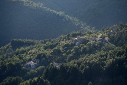 France, Ardeche, Sanilhac, hamlet at the foot of the Tour de Brison