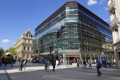 France, Rhone, Lyon, historical site listed as World Heritage by UNESCO, rue de la République, the Monoprix Grand Bazar de Lyon (2007) by architect Jean-Pierre Buffi and Philippe de Fouchier