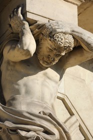 France, Herault, Montpellier, atlas from a 19th century building on Foch Street