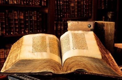 France, Bas Rhin, Selestat, old book of the famous humanist library