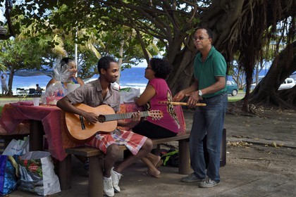 France, Reunion island (French overseas department), Grand Bois, Sunday picnic under the trees