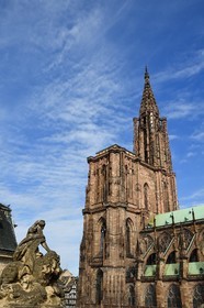France, Bas Rhin, Strasbourg, old town listed as World Heritage by UNESCO, Notre Dame Cathedral seen from the Palais Rohan