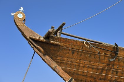 Sultanate of Oman, Ash Sharqiyah South Governorate, city and harbour of Sur, Ship Factory (Sur) Khour Al Batah, maritim museum dedicated to the restored historic dhow Fatah Al Khair, a wooden fishing vessel built in Sur 70 years ago