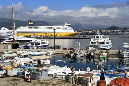 France, Corse du Sud, Ajaccio, the fishing port and the commercial port in the background