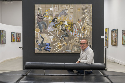 France, Hérault (34), Sète, le collectionneur Gilbert Ganivenq dans son musée-galerie d'art dédiés à l'art contemporain et à l'art brut Le Reservoir
