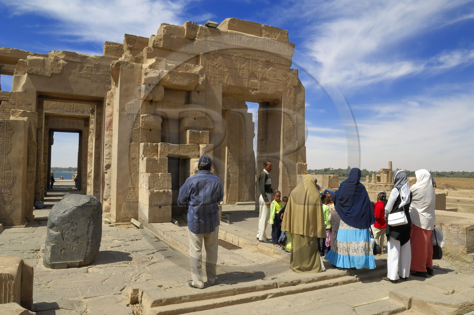 Egypte, Haute Egypte, vallée du Nil, temple de Kom Ombo dédié au dieu Sobek à tête de crocodile