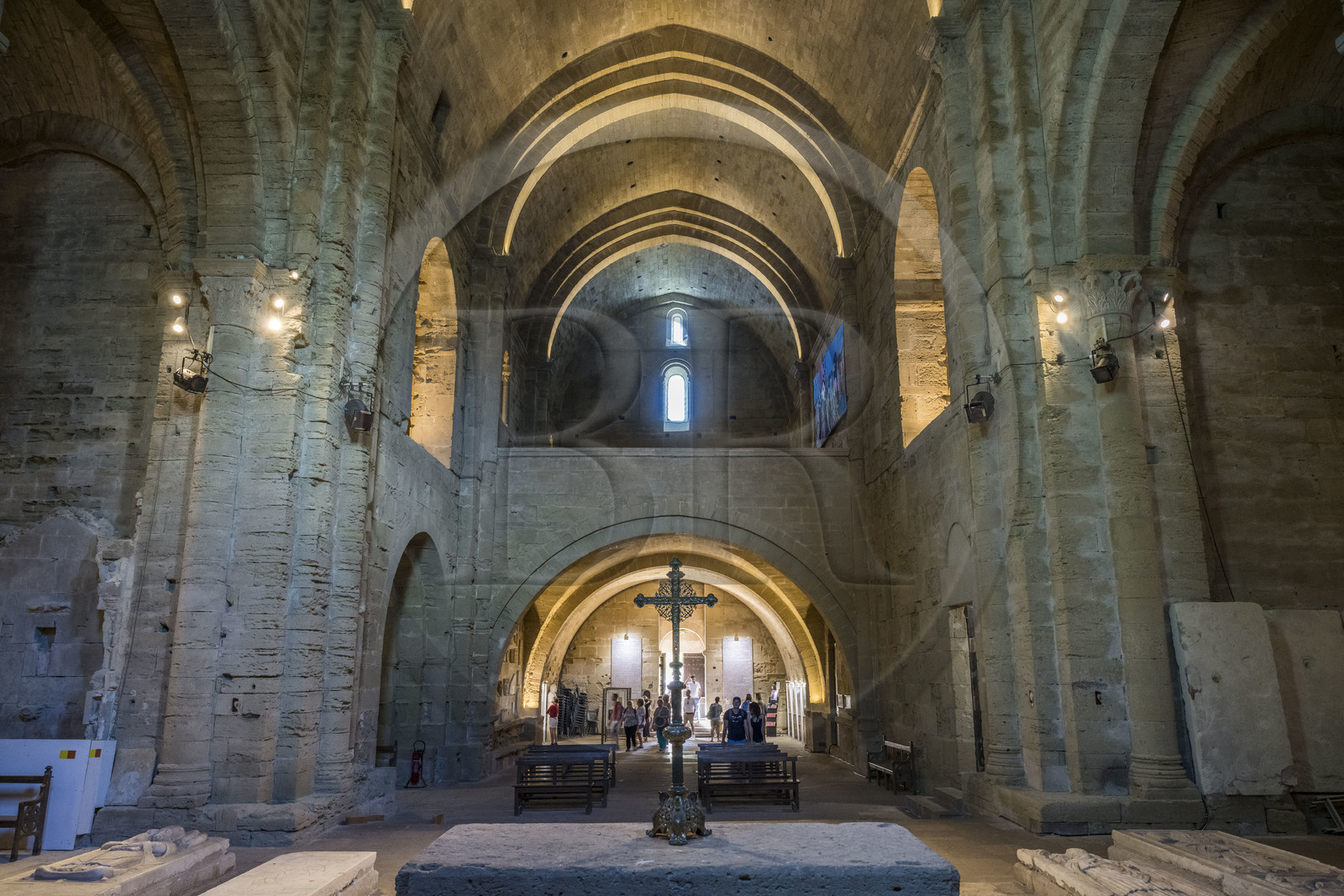 France, Hérault (34), Villeneuve-lès-Maguelone (Palavas-Les-Flots), cathédrale Saint-Pierre-et-Saint-Paul de Maguelone des XIIème et XIIIème siècles, la Nef et la Tribune