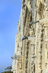 France, Marne, Reims, Notre-Dame de Reims cathedral, listed as World Heritage by UNESCO, western facade gargoyles