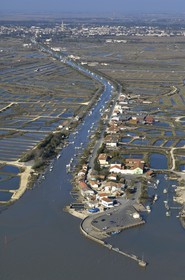 France, Charente-Maritime (17), bassin de Marennes-Oléron, Marennes, Claires et port de la Cayenne (vue aérienne)