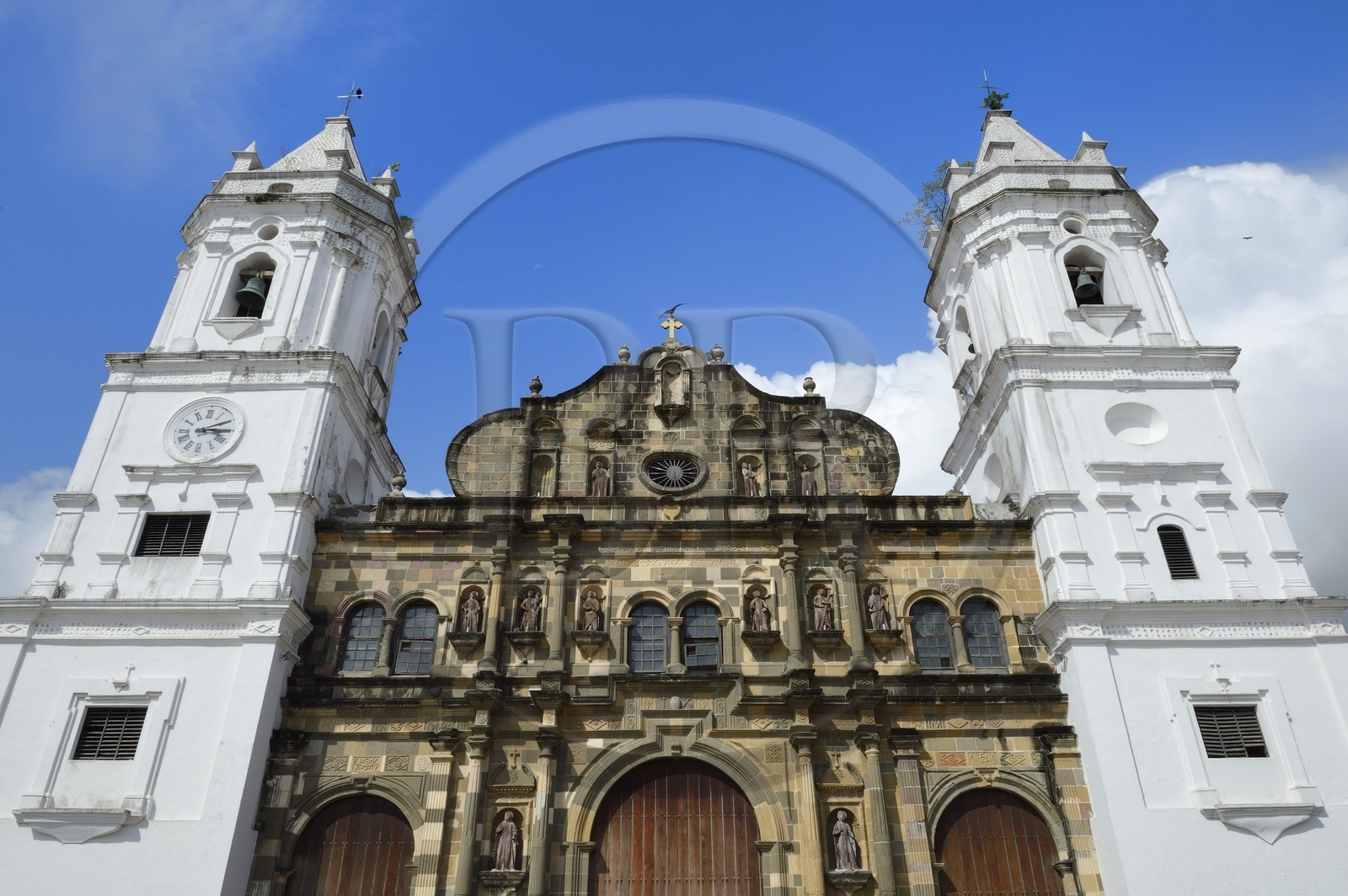 Panama, Panama City, district historique classé Patrimoine Mondial de l'UNESCO, quartier de Casco Antiguo (Viejo), le Barrio San Felipe, la cathédrale du XVIIe siècle