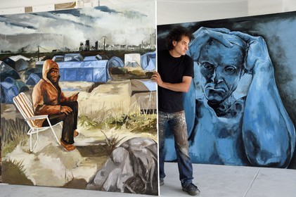 France, Val-de-Marne (94), Yvry-sur-Seine, Atelier de Fred Kleinberg, travail pour l'exposition Odyssée