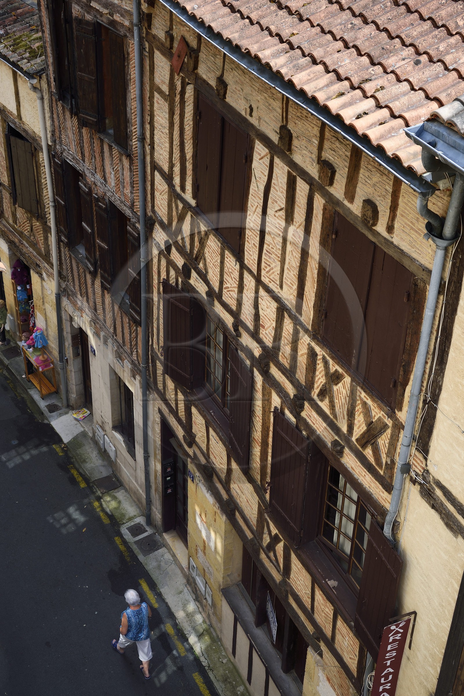 France, Dordogne (24), Périgord Pourpre, Bergerac, maisons à colombages rue de l'ancien pont dans la vieille ville