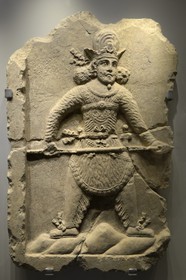 Israel, Jerusalem, Guivat Ram quarter, Israel Museum, department of archeology, the hunter king, this fragmentary relief portrays Shappur the Great