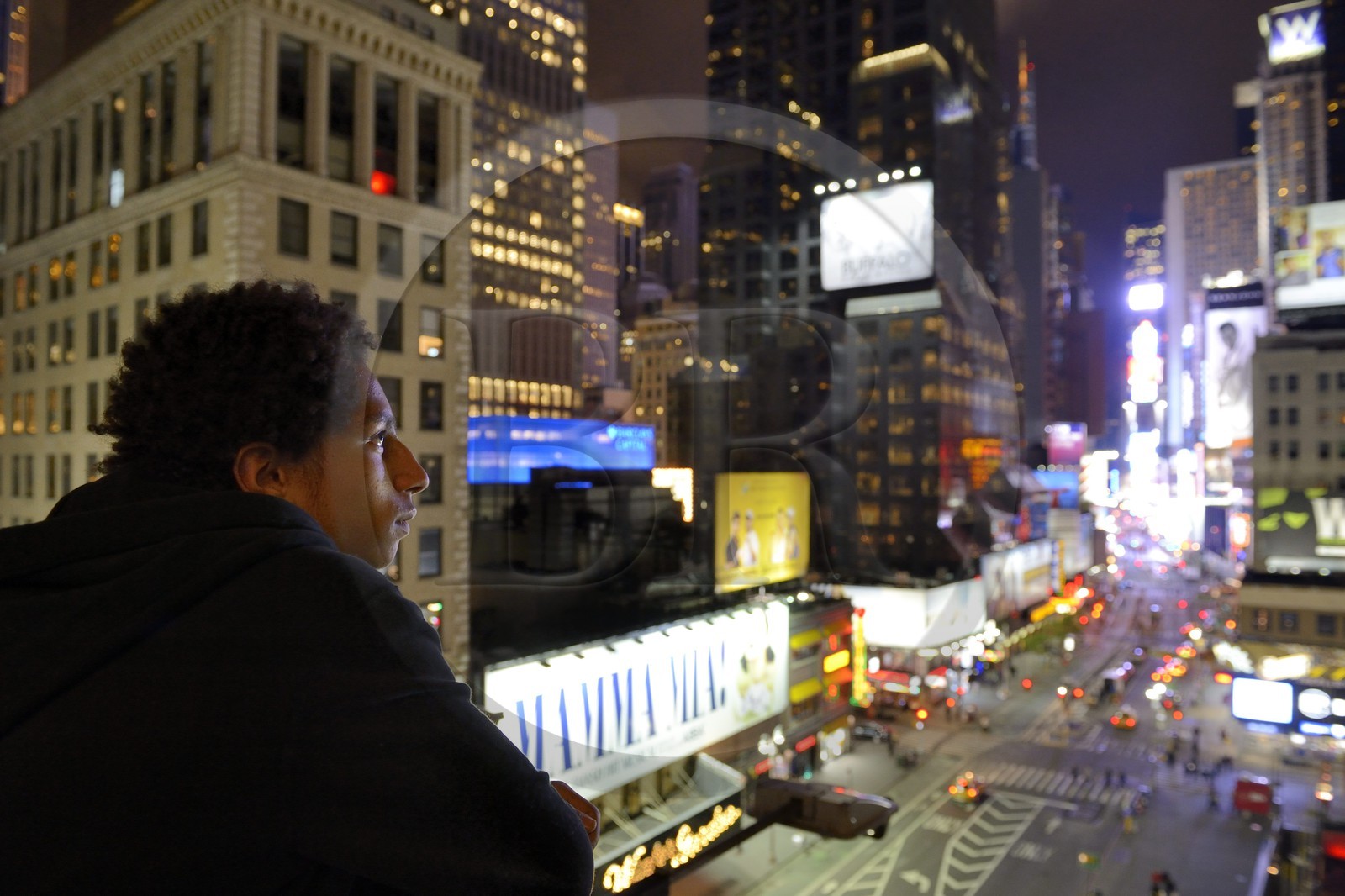 Etats-Unis, New York, Manhattan, la comedie musicale Mamma Mia sur Broadway et Times Square en arrière plan