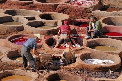 Maroc, Moyen Atlas, Fès, ville impériale, médina classée Patrimoine Mondial de l'UNESCO, Fès el Bali, quartier des tanneurs, Chouara