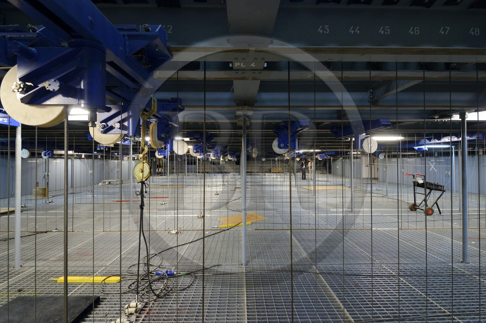 France, Paris (75), Opéra Garnier, le gril qui surplombe les cintres dans la cage de scène