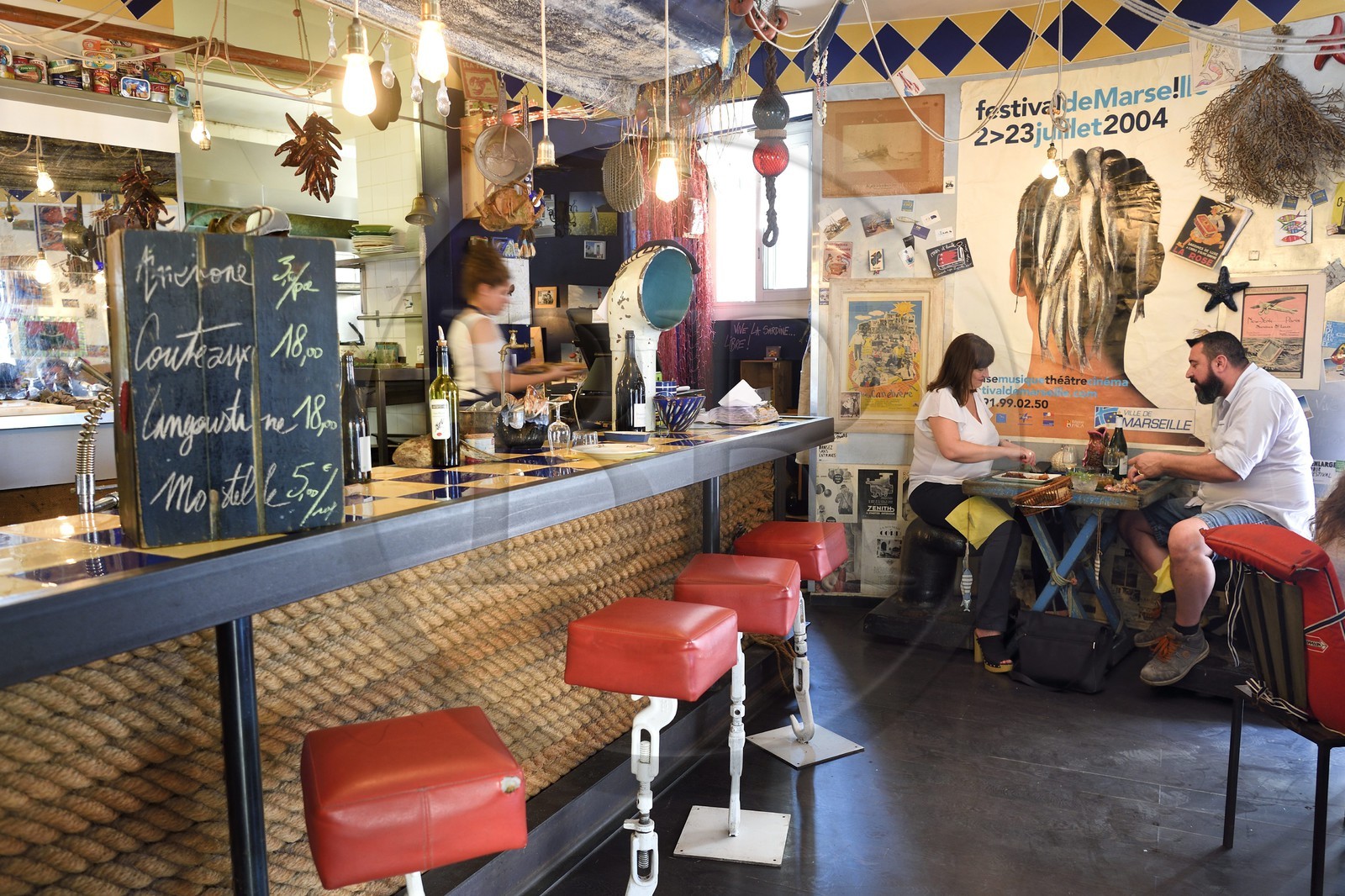 France, Bouches-du-Rhône (13), Marseille, restaurant La boite a sardine France, Bouches-du-Rhône (13), Marseille, restaurant La boite a sardine