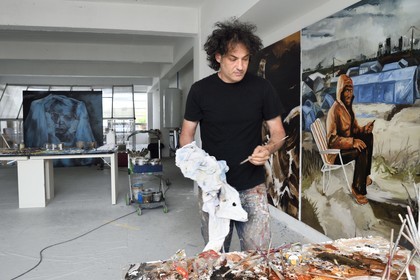 France, Val-de-Marne (94), Yvry-sur-Seine, Atelier de Fred Kleinberg, travail pour l'exposition Odyssée