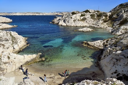 France, Bouches-du-Rhône (13), Marseille, Parc National des Calanques, Archipel des Iles du Frioul, Ile de Pomègues, calanque de la Crine