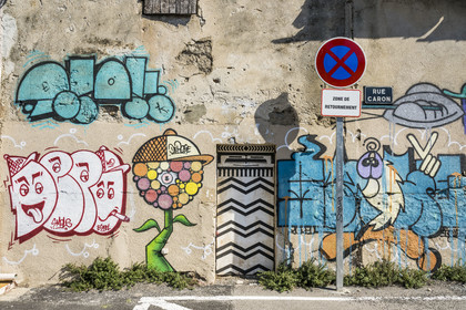 France, Herault, Sète,  Quartier Haut (the Upper Quarter), murals rue Caron