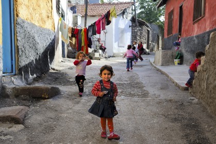 Turkey, Central Anatolia, Ankara, children playing in the citadel lanes in the old town