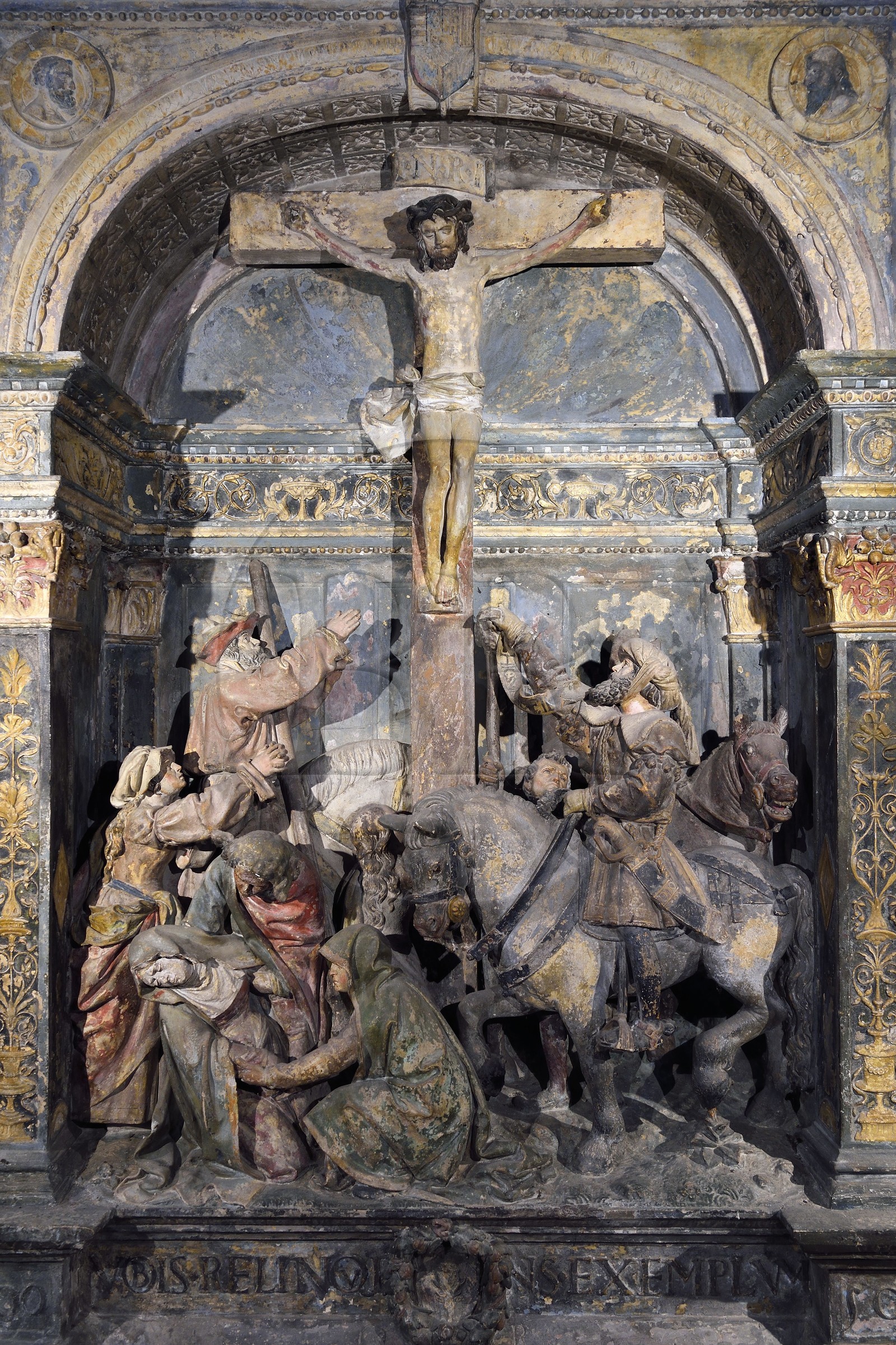 France, Meuse (55), Parc régional de Lorraine, Cotes de Meuse, Vigneulles-lès-Hattonchâtel, église Saint-Maur, Retable de la Passion du Christ attribué au sculpteur Ligier Richier (XVIème siècle)