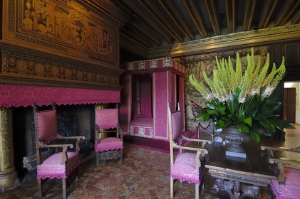 France, Indre-et-Loire (37), château de Chenonceau édifié de 1513 à 1521 de style Renaissance, chambre de Cesar de Vendôme