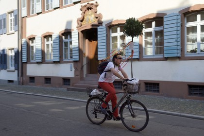 Germany, Baden-Wurttemberg, Freiburg im Breisgau, a bicycle tree transportation