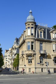 France, Bas-Rhin (67), Strasbourg, quartier de la Neustadt datant de la periode allemande, ancienne villa de l'architecte Otto Back 4 place Brant (1906-1907) de style néo-baroque tinté de Jugendstil