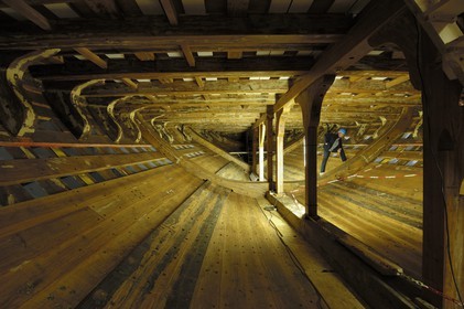 France, Charente-Maritime (17), Rochefort, le quartier de l'Arsenal, chantier de l'Hermione, l'intérieur de la coque