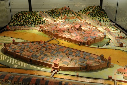 France, Vosges, Epinal, Musee historique et archeologique du Chapitre (Chapitre's Historical and Archeological Museum), model representing the city as it used to be around four centuries ago
