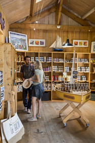 France, Morbihan, Groix Island, Groix Et Nature boutique, cannery and sale of island products