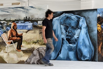 France, Val-de-Marne (94), Yvry-sur-Seine, Atelier de Fred Kleinberg, travail pour l'exposition Odyssée