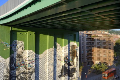 Spain, Basque Country Region, Vizcaya Province, Bilbao, the Salve bridge next to the Guggenheim Museum