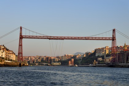 Spain, Basque Country, Biscay Province, Bilbao, Vizcaya bridge (Puente de Vizcaya or Puente Colgante) on the river Nervion, connecting the two cities of Portugalete and Getxo, still in service, this transporter bridge built from 1888 to 1893 is the first built and also the largest in the world, listed as World Heritage by UNESCO