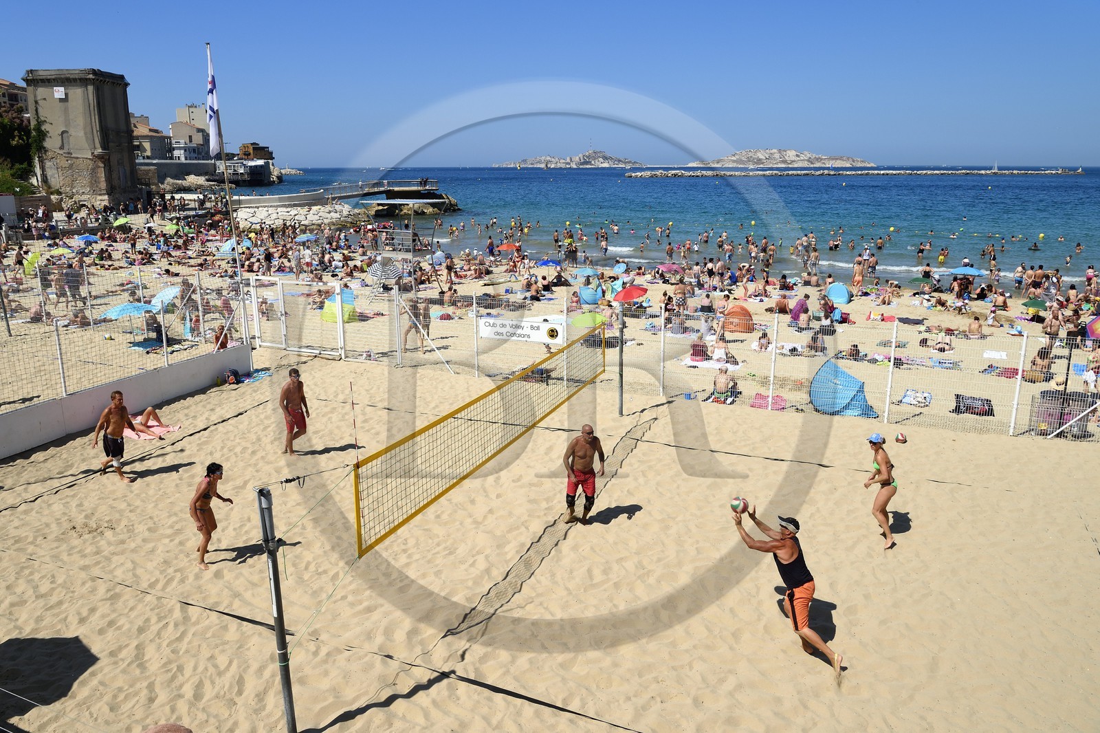 France, Bouches-du-Rhône (13), Marseille, quartier des Catalans, plage des Catalans