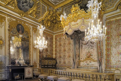 France, Yvelines (78), château de Versailles, classé Patrimoine Mondial de l'UNESCO, les Grands Appartements, la chambre de la Reine