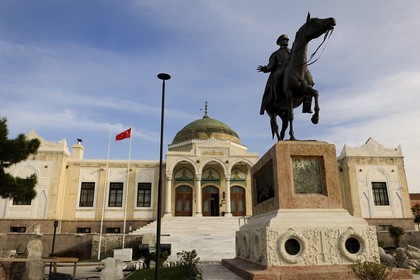 Turkey, Central Anatolia, Ankara, Ataturk equestrian statue in front of the Ethnographic Museum