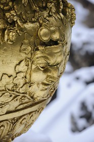 France, Yvelines, snow covered park of the Chateau de Versailles, listed as World Heritage by UNESCO, the Bosquet de la Salle de Bal (Ballroom Grove)