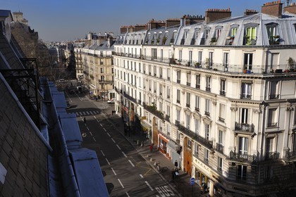 France, Paris (75), immeubles haussmanniens rue des Ecoles