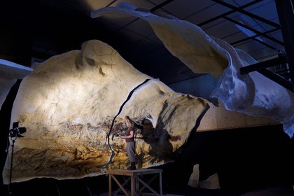 France, Dordogne, Montignac, the Atelier des Fac-Similés du Périgord (Perigord's Facsimile Workshop AFSP) specialised in mineral reproduction of prehistoric painted walls using “stone veil” patented technique and in charge of the Lascaux cave’s walls faithfull reconstitution, reproductions of the paintings, compulsory mention Atelier des Fac-Similés du Perigord