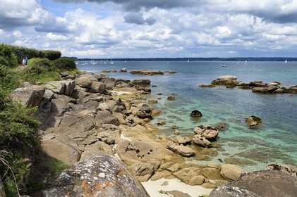 France, Finistere (29), Fouesnant, the coastline  walkway between Cap Coz and the Pointe de Beg Meil