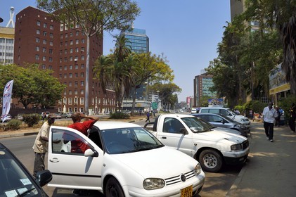 Zimbabwe, Harare, City center buildings on Central Avenue