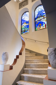 France, Alpes-Maritimes, Menton, Domaine des Colombieres, the Colombières villa is entirely designed as a work of art by Ferdinand Bac, the staircase