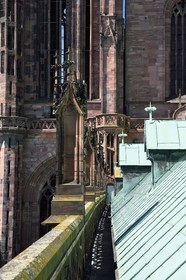 France, Bas Rhin, Strasbourg, old town listed as World Heritage by UNESCO, Notre Dame Cathedral, roof of the south facade and a staircase of the south tower