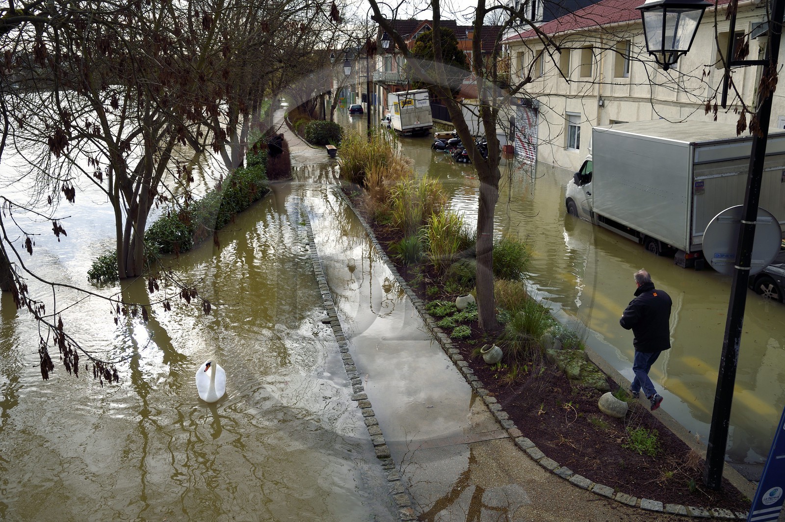 France, Val-de-Marne (94), Le Perreux-sur-Marne, les bords de Marne inondés