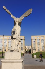 France, Herault, Montpellier, Antigone District, Esplanade de l'Europe by the architect Ricardo Bofill and the replica of the Winged Victory of Samothrace also called the Nike of Samothrace
