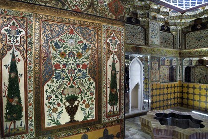 Azerbaïdjan, Sheki (Shaki), Palais des Khans de Shaki construit en 1797 par Muhammed Hasan Khan, Salle de consultation