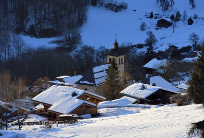 France, Haute Savoie, Les Carroz d'Araches ski resort, Araches la Frasse village