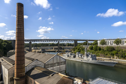 France, Finistère, Brest, the arsenal, the military port is a naval base of the French Navy, reformed warship in a loop of the Penfeld River
